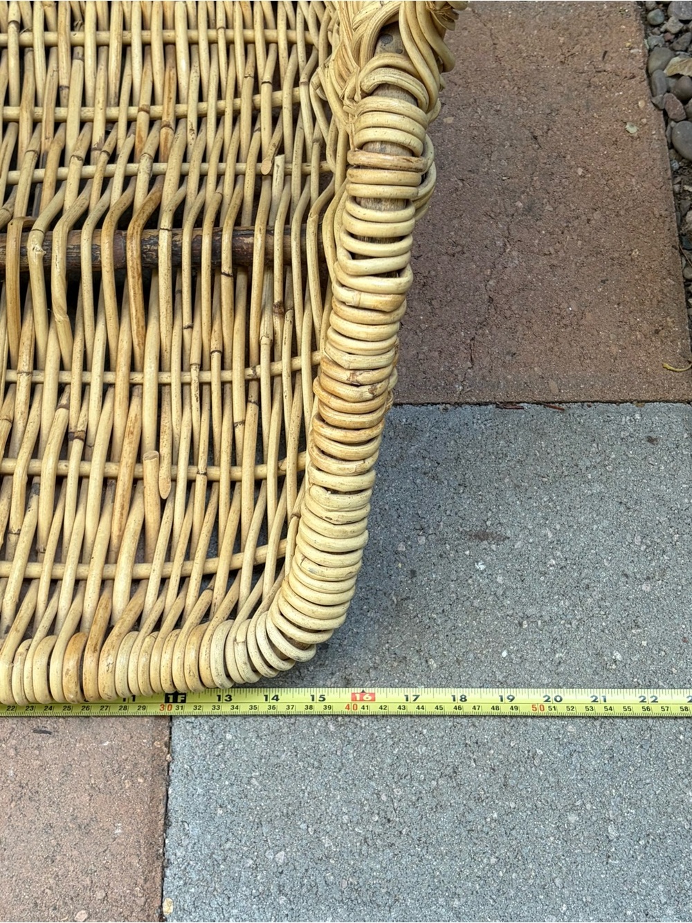 Large Rustic Handwoven Willow Flower Gathering Basket Beige Primitive Wicker - Picture 9 of 9